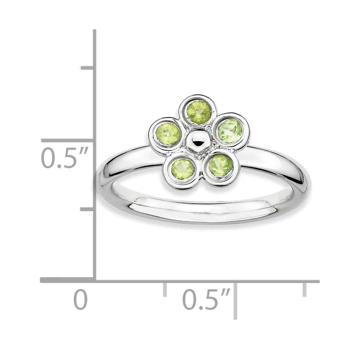 Sterling Silver Stackable Expressions Peridot Flower Ring Goldia Rings