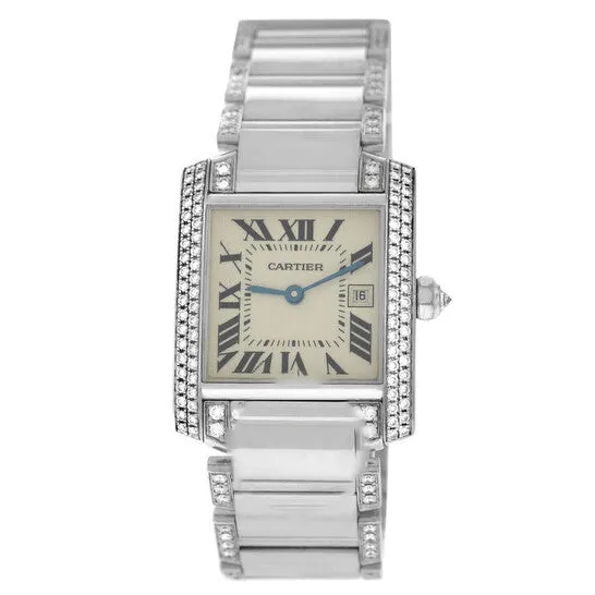 Watches JMS always Original Preowned Cartier Tank Francaise Quartz Diamond White Dial Ladies Watch 2491 Watches JMS always Original Preowned Cartier Tank Francaise Quartz Diamond White Dial Ladies Watch 2491