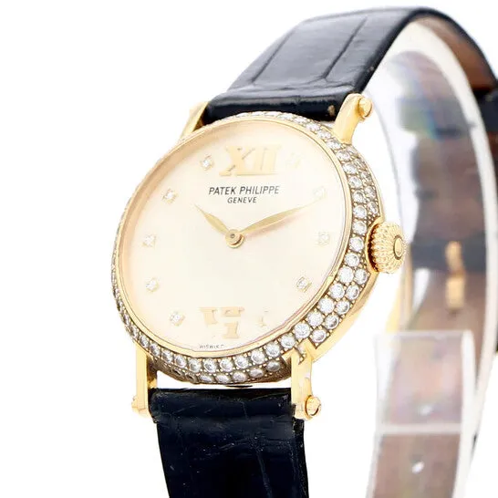 Watches JMS always Original Preowned Patek Philippe Calatrava Hand Wind Diamond Silver Dial Ladies Watch 4861J Watches JMS always Original Preowned Patek Philippe Calatrava Hand Wind Diamond Silver Dial Ladies Watch 4861J