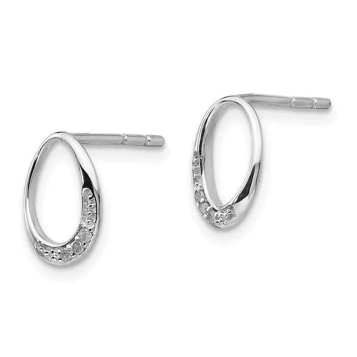 White Ice Sterling Silver Rhodiumplated Open Oval Diamond Post Earrings Goldia Earrings