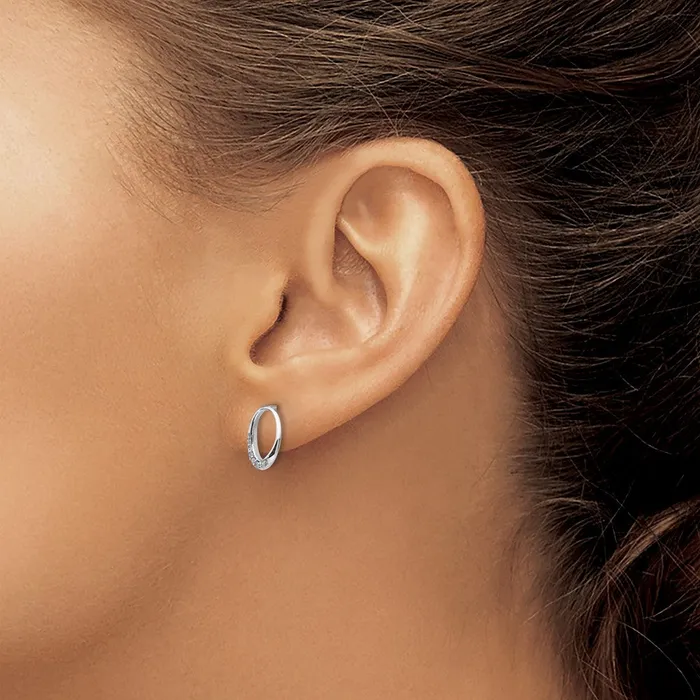 White Ice Sterling Silver Rhodiumplated Open Oval Diamond Post Earrings Goldia Earrings