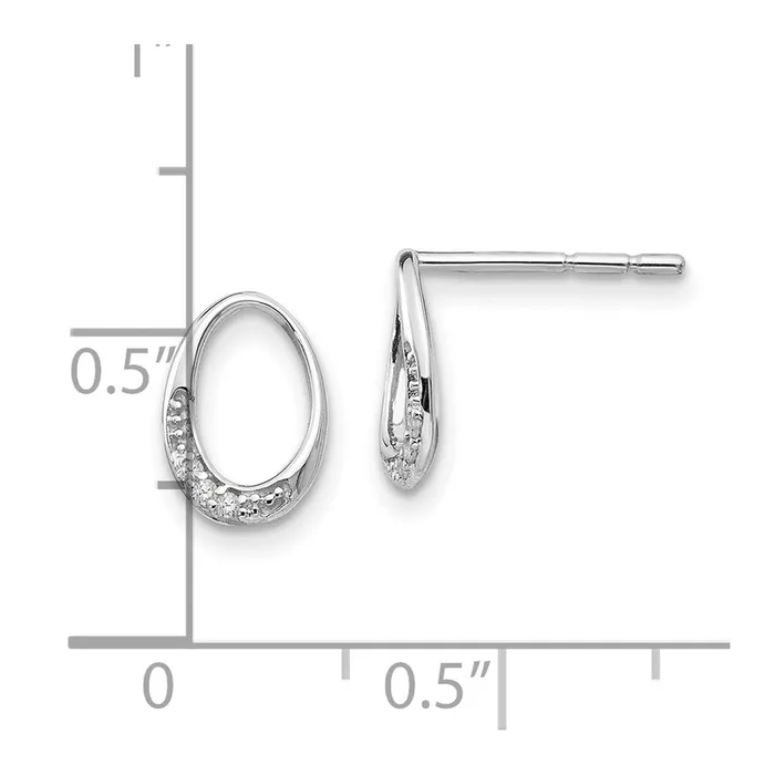 White Ice Sterling Silver Rhodiumplated Open Oval Diamond Post Earrings Goldia Earrings
