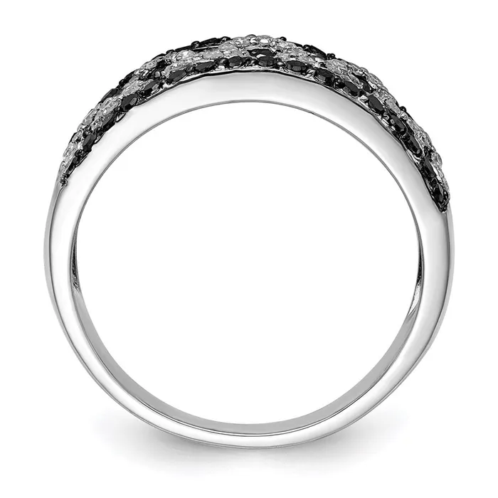 White Night Sterling Silver Rhodiumplated Black and White Diamond Ring Goldia Rings